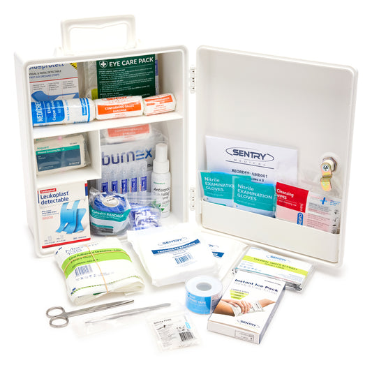 Brenniston Food Industry Medium First Aid Kit Plastic Cabinet open