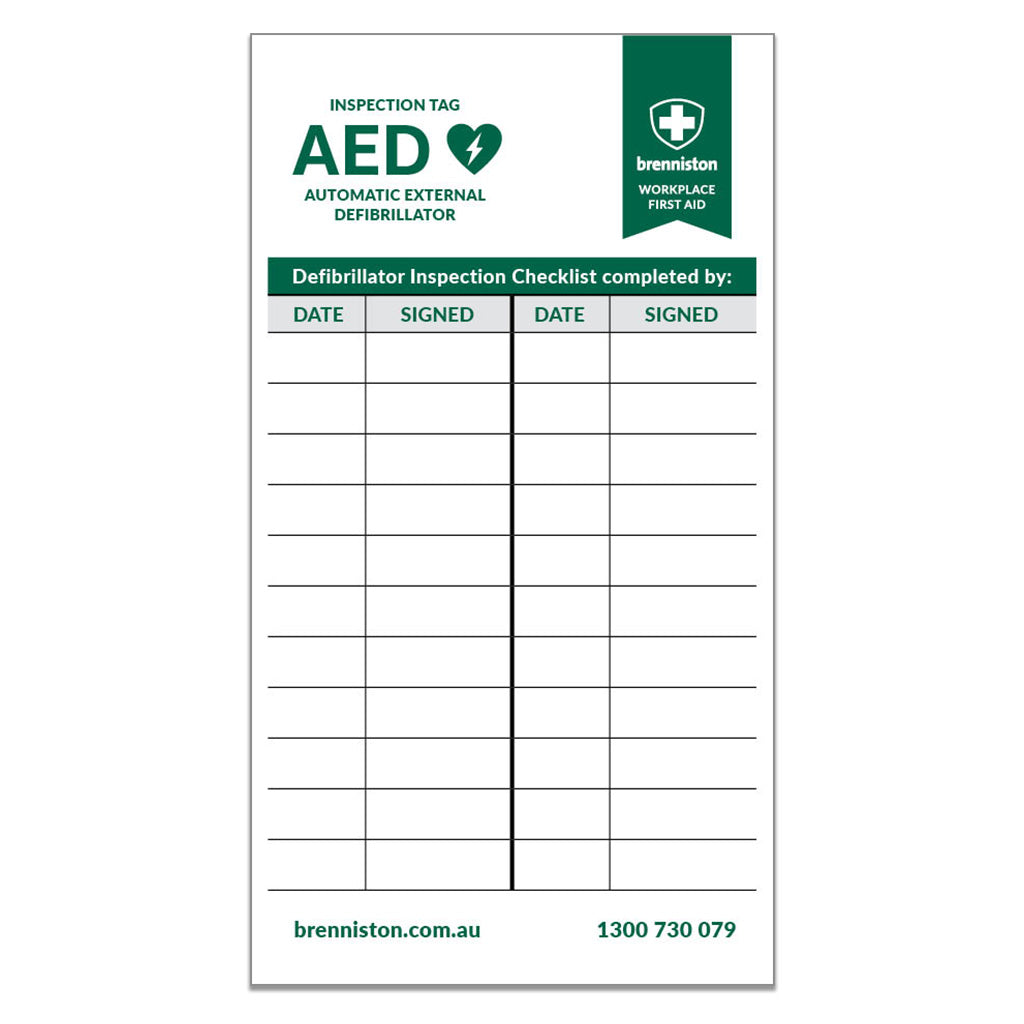 Brenniston AED Inspection Tag Back