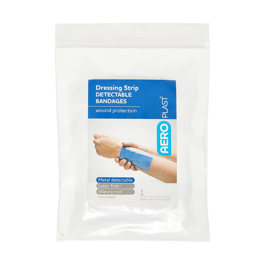 Blue Detectable Dressing Strip Latex Free 8cm x 1m - Brenniston