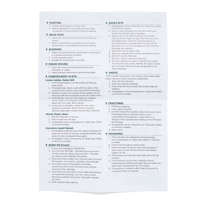 First Aid Instruction Sheet - Brenniston