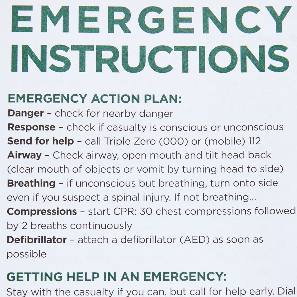 First Aid Instruction Sheet - Brenniston