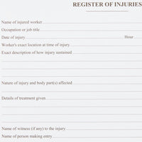 Register of Injuries Pad Duplicate 25pp - Brenniston